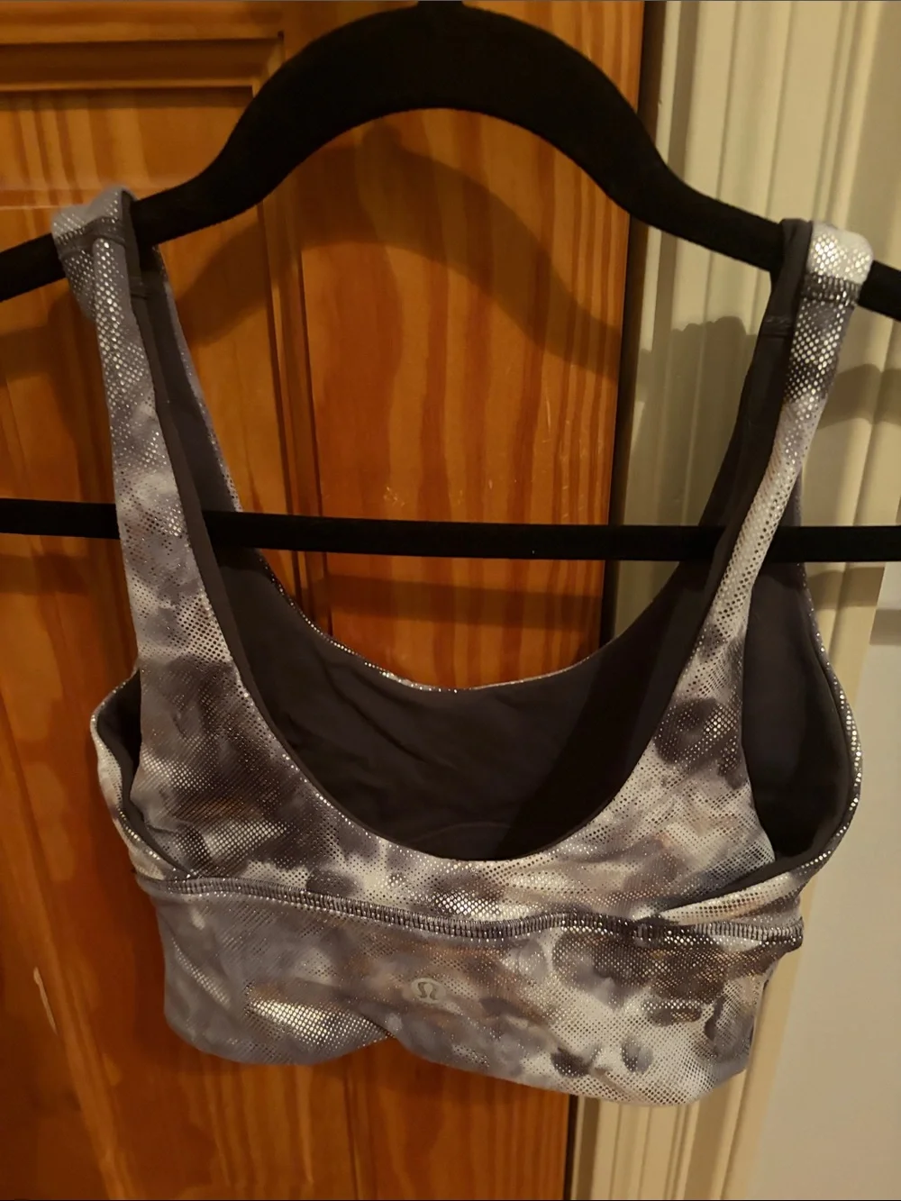 lululemon athletica Tie-Dye Scoop Sports Bra in Gray and silver; reversible